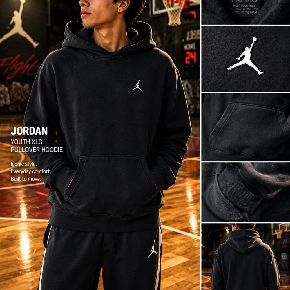Jordan Pullover Hoodie Sweatshirt Black Men's XL